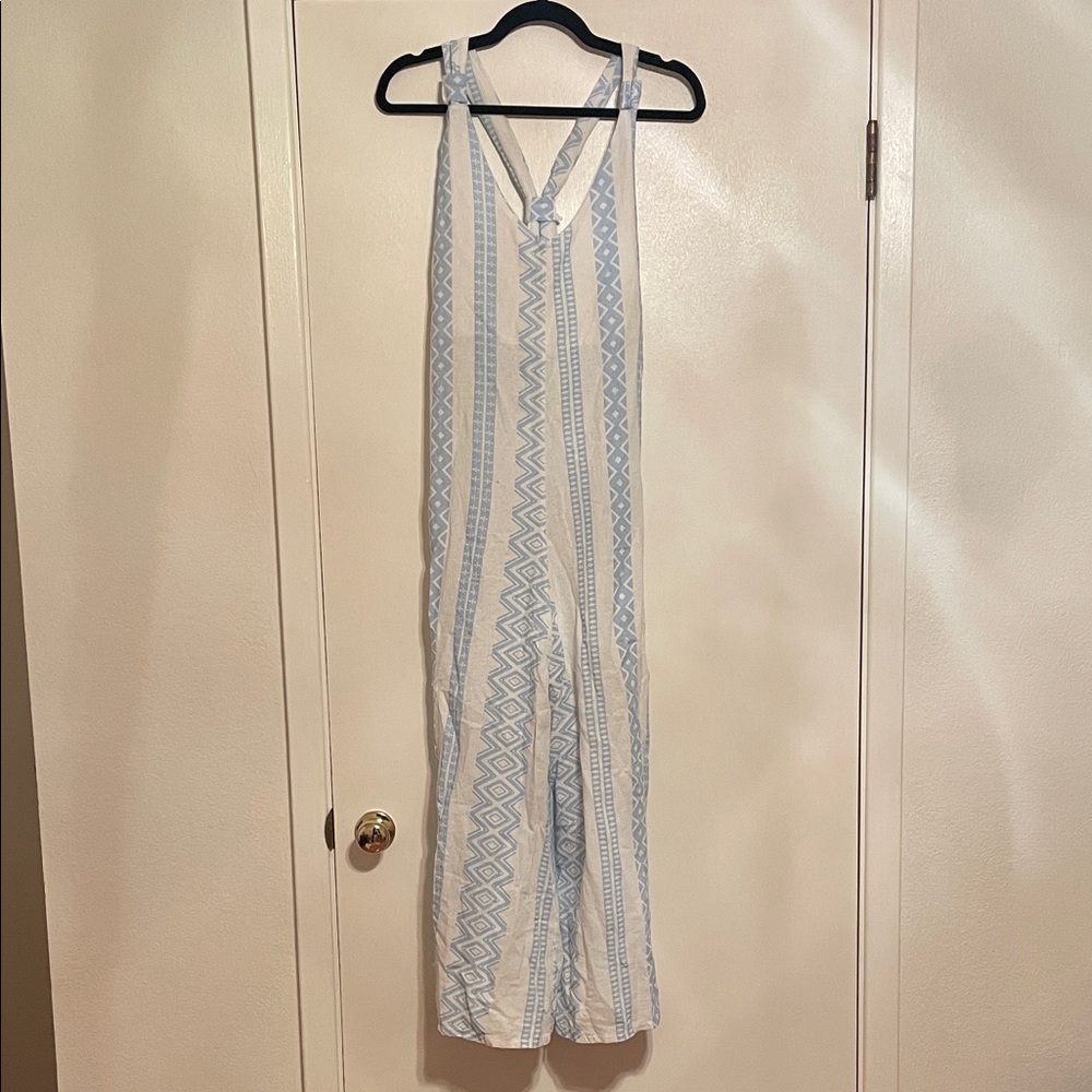 Blue and White Beach Coverup Jumpsuit